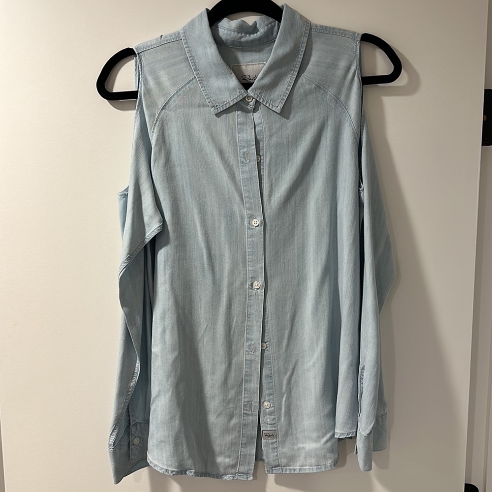 Rails Chambray/Denim Cold Shoulder Button Down Sh… - image 3